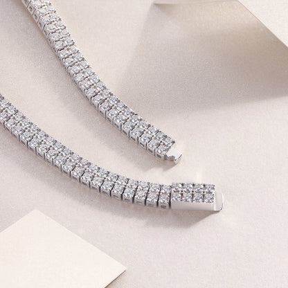 JIUZUAN Moissanite Tennis Bracelet Square Design 925 Silver 18K Gold Plated for Women Jewelry Gift Comes with GRA Certificate