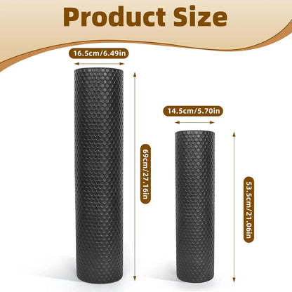 Set of 2 Black Cylinder Floor Vases, Large 27/21in Tall Metal Decorative with Honeycomb Texture for Modern Home Decor