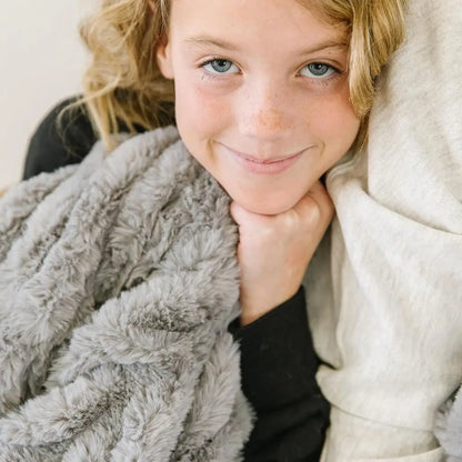 Ash Gray Minky Blanket – Ultra Soft Faux Fur Throw Blanket for Couch, Bed & Home – Fluffy, Warm & Luxurious – Chic Collection (X