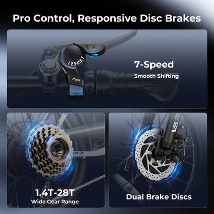 【1 Year Warranty】 Varun C20-2 Adult Electric Bike, 500W Peak Power, 36V 7.8Ah Battery, 20" Tire City E-bike, 20MPH, Ebike UL2849