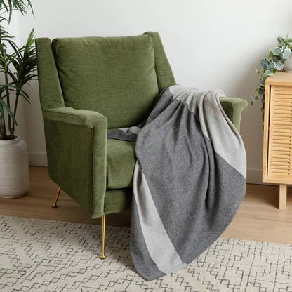 100% Pure Cashmere Throw Blanket for Couch, Sofa, & Bed, Ultra Soft Woven Cashmere Blanket Throw, Large Full Size 73”x53”, Gray