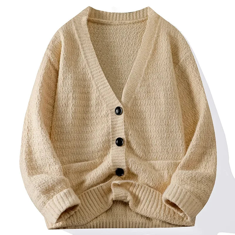Cardigan V-neck Sweater Men Autumn Winter Fashion All Loose Casual Knitwear High-quality Fabric Comfortable Skin Breathable Coat