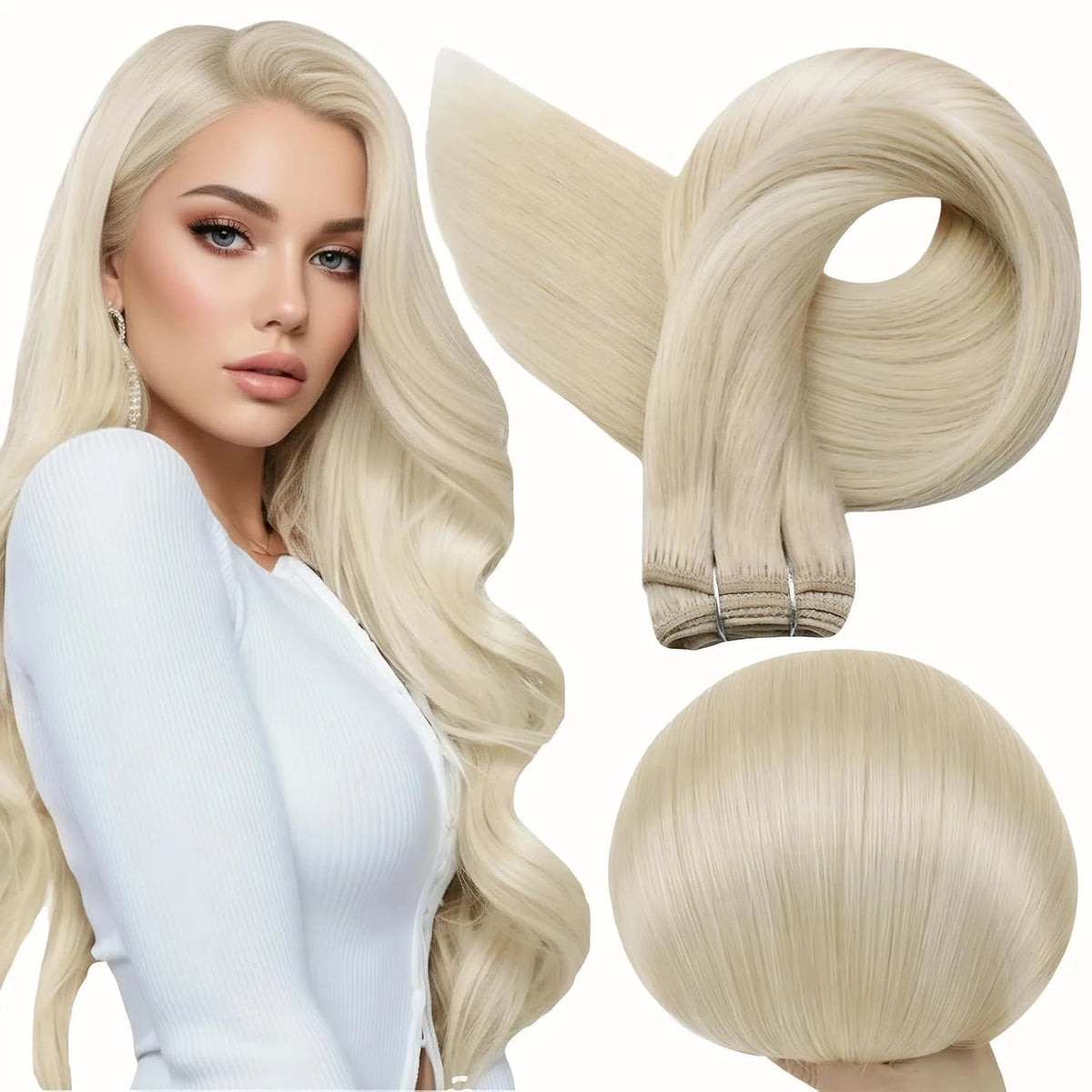 Full Shine Straight Human Hair Extensions Sew in Silky Skin Double Weft Hair Extensions For Salon