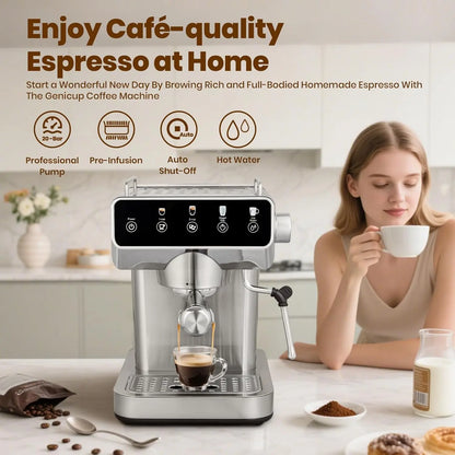 Expresso Coffee Machines With Touchscreen 20 Bar Professional Espresso Maker With Milk Frother & Hot Water, Stainless Steel Coff