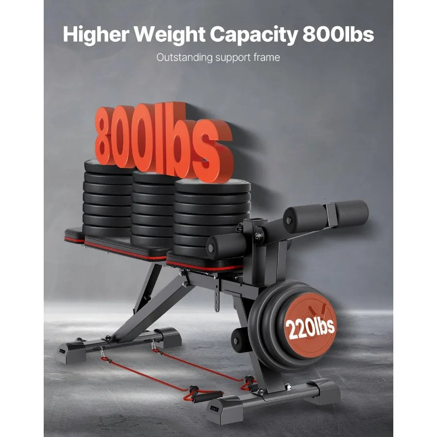 Weight Bench, 800lbs/660lbs Adjustable Weight Bench Press for Full Body Workout, Exercise Sit-up Bench for Home Gym Strength Tr