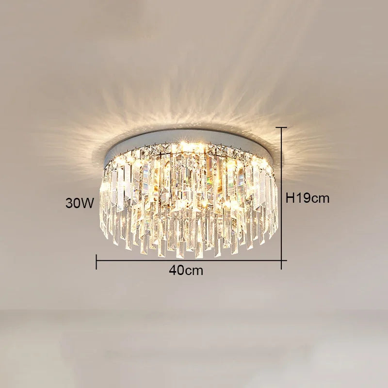Modern Round Luxury Crystal LED Ceiling Lamps Minimalist Living Room Decor Chandelier Bedroom Whole House Indoor Lighting Home