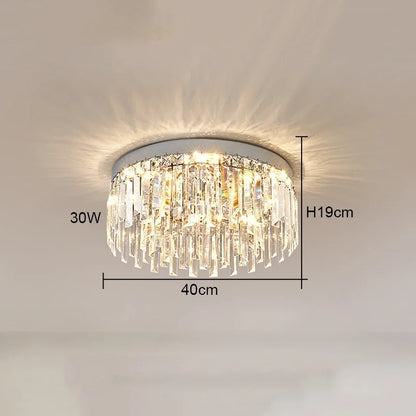 Modern Round Luxury Crystal LED Ceiling Lamps Minimalist Living Room Decor Chandelier Bedroom Whole House Indoor Lighting Home