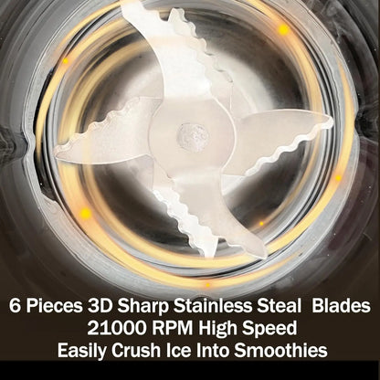 High-Speed Kitchen Blender, 1.5L Glass Jar, 304 Stainless Steel Blades, 21000RPM, 6-Piece Set, ABS Body, Multiple Colors