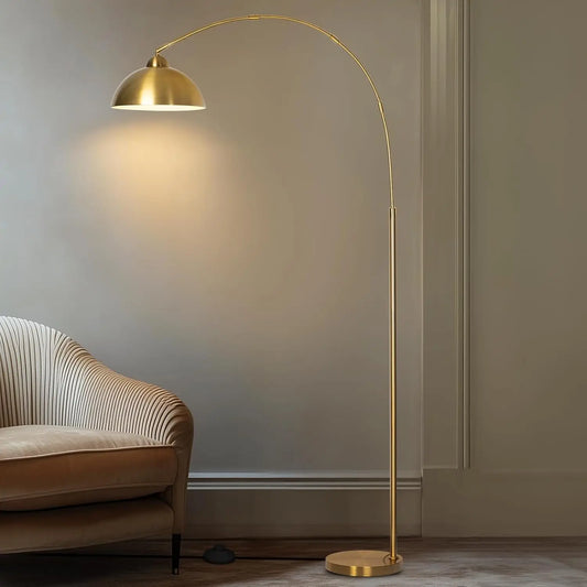 Modern Adjustable Floor Lamp with 3 Light Modes, Dimmable Gold Standing Lamp for Living Room, Bedroom, Office