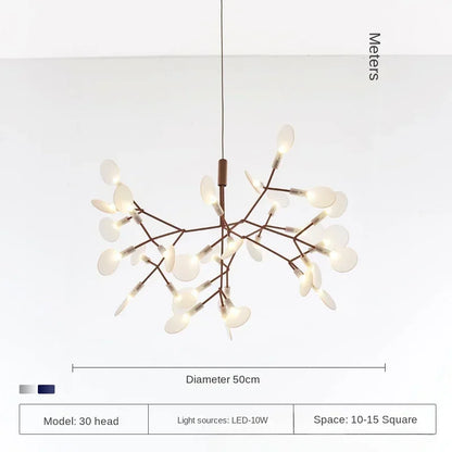 Nordic Circular Chandelier Living Room Kitchen Corridor Postmodern Tree Branch Design Firefly LED Pendant Light Led Lamp
