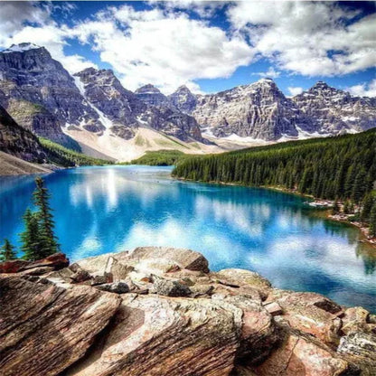 DEKAXID  HUACAN Resin Stones Diamond Painting Mountain lake Landscape Reflection New Arrival Diamond Embroidery Mosaic Sale Room