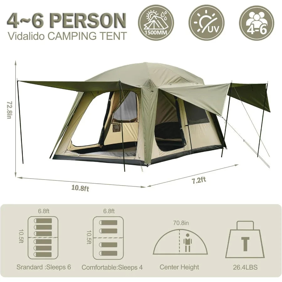 46 Person Camping Tent with 3 Door 2 Room Large Family Cabin Tents Double Layer Waterproof Portable Glamping Tent Big Tents for