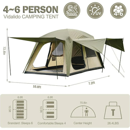 46 Person Camping Tent with 3 Door 2 Room Large Family Cabin Tents Double Layer Waterproof Portable Glamping Tent Big Tents for