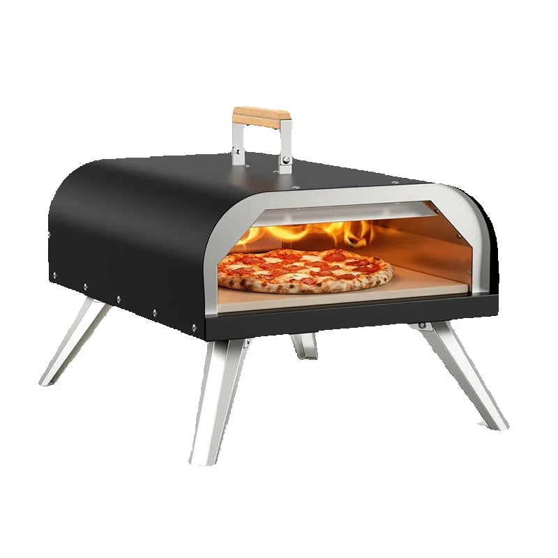 Portable Outdoor Gas Pizza Oven, 12 Inch Propane Pizza Maker with Pizza Stone, High Temperature Stainless Steel Pizza Grill for Backyard Camping Garden Homemade Italian Pizza