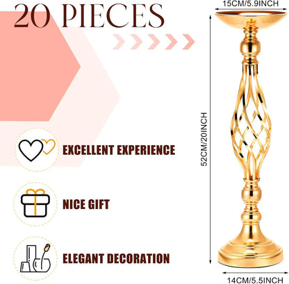 20 Pcs Metal Flower Arrangement Stand Wedding Flower Centerpieces Stand Elegant Metal Flower Vase Candelabra Candle Holder