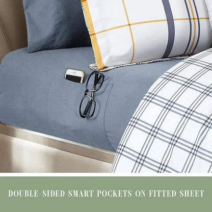 King/California King 8-Piece Lodge Plaid Reversible Comforter Set with All Season Bed in a Bag 4-Piece Sheet Set Featuring Smar