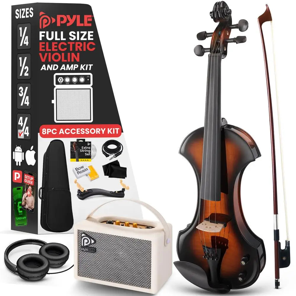 4/4 Silent Electric Violin, Solid Wood, 10W Amp, Complete Kit for Beginners & Professionals