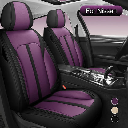 PU Leather Car Seat Covers Full Set,  Fit For Nissan Rogue, Sentra, Altima, Versa, Ariya, Kicks, Murano, Leaf, Maxima