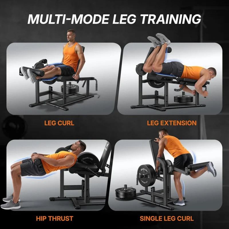 Leg Extension & Hamstring Curl Machine, Seated Extension and Lying for Home Gym, Workout Equipment with 24-Position Adjustment
