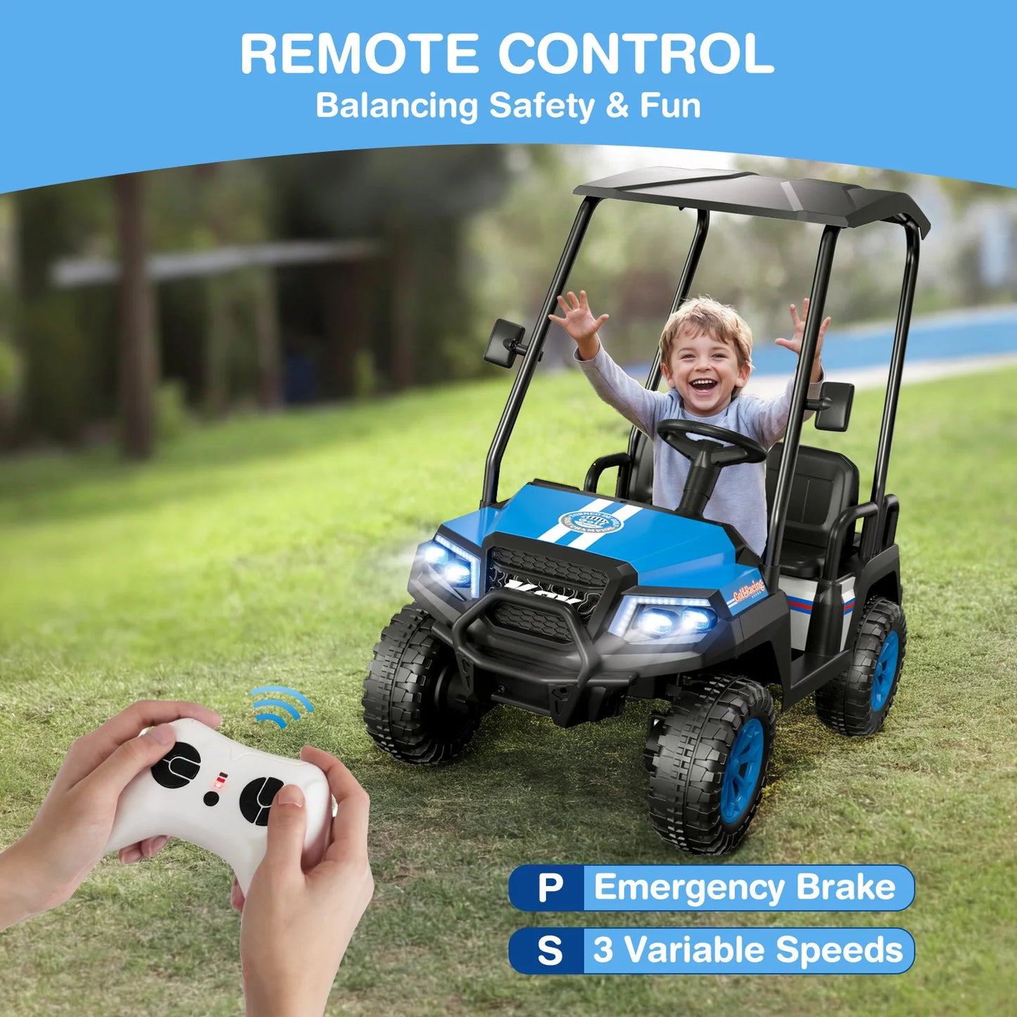 LIGIANT 24V 4-Seater Ride On Golf Cart for Big Kids, 4WD, 264 Lbs Load, Remote, Music, Suspension, Christmas Gift for Kids