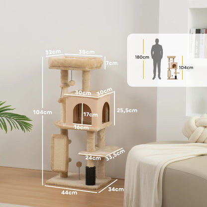 Pawhut Large Cat Scratching Tree Height Beige