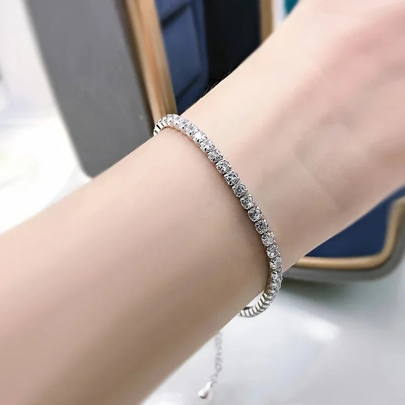 One piece of 925 silver men's tennis bracelet with a 4.4-carat morganite gemstone, stylish women's jewelry, perfect for birthday