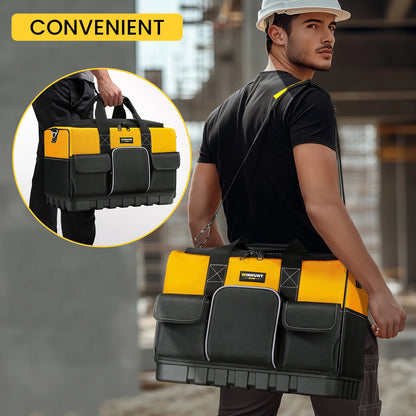 WINHUNT Tool Bag, 18-inch Tool Organisers, 600 Denier Large Tool Bag for Home DIY & Equipment Storage, Yellow and Black