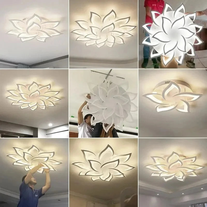 Postmodern Nordic Minimalist LED Ceiling Light Flower Shaped Acrylic Creative Bedroom Living Room Light Home Ceiling Light