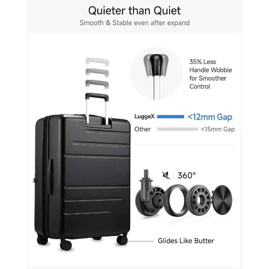 Checked Top Opening Expandable Suitcase, 28