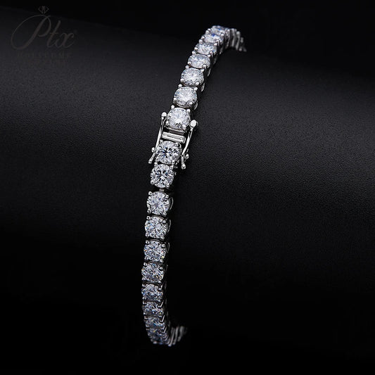 3mm Moissanite Tennis Bracelet 925 Sterling Silver Plated White Gold Bracelet for Women Man Sparkling Party Jewelry 6.5/7inch