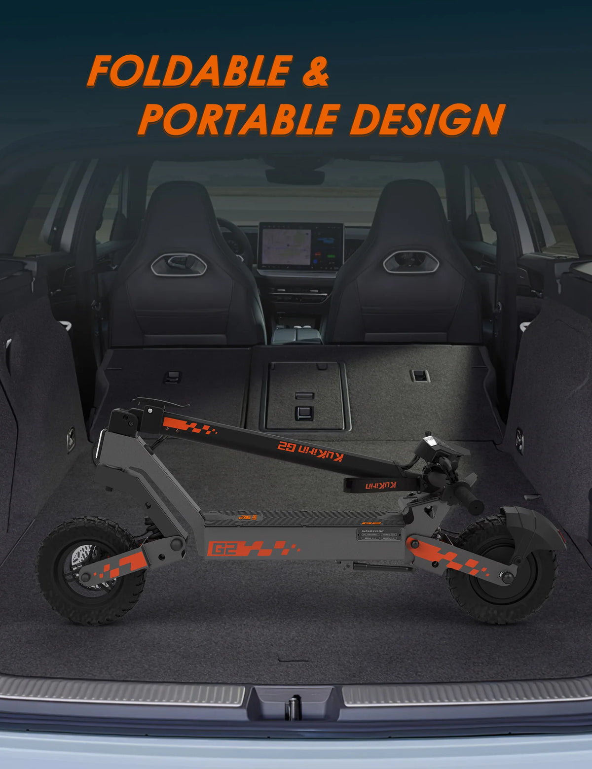 KuKirin G2 Foldable Electric Scooter 800W Brushless Motor 48V 15.6Ah Battery Max 45km/h 55km Range 10 Inch Tubeless Off Road Tire Dual Shock Absorber Dual Disc Brake IP54 Commuter E Scooter Max Load 120kg