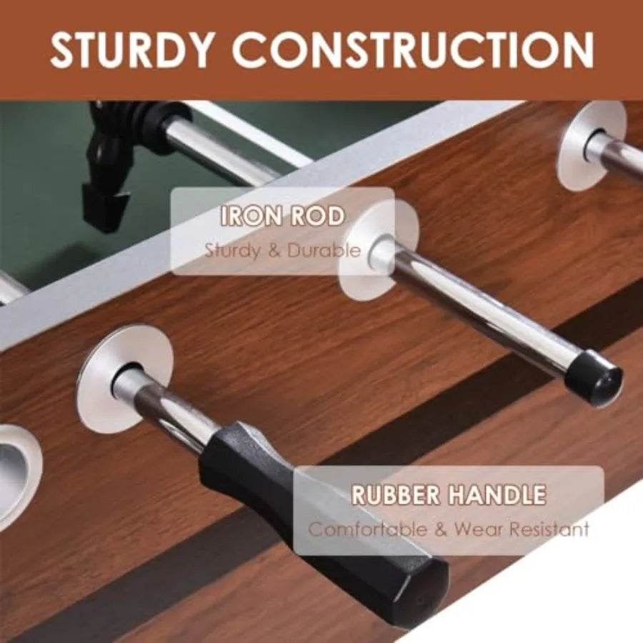 54" Foosball Table for Adults Full Sized Game Tables with 2 Balls Wood Arcade Soccer Table Game for Indoor Game Room Family Nig