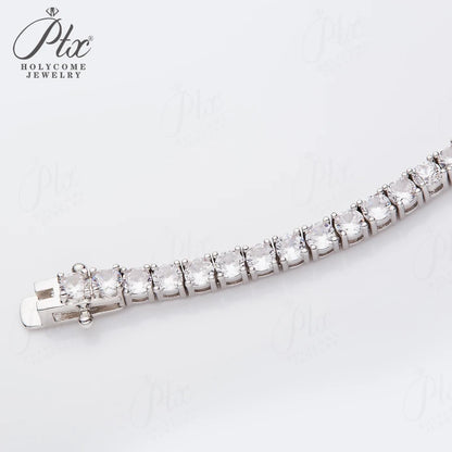 Moissanite 5mm Round Cut S925 Sterling Silver Tennis Bracelet Women Fashion Simple Engagement Wedding Fine Jewelry 7/7.5/8inch