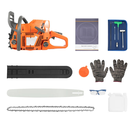 72CC 24 Inch Gas Chainsaw 2-Stroke Portable Gasoline Powered Chain Saw for Wood Cutting Tree Stump Trimming Tool