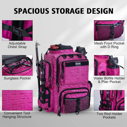 Goture Fishing Backpack with 4 Tackle Boxes 900D WaterResistant Tackle Backpack with Rod Holders 45L Large Fishing Bag Storage