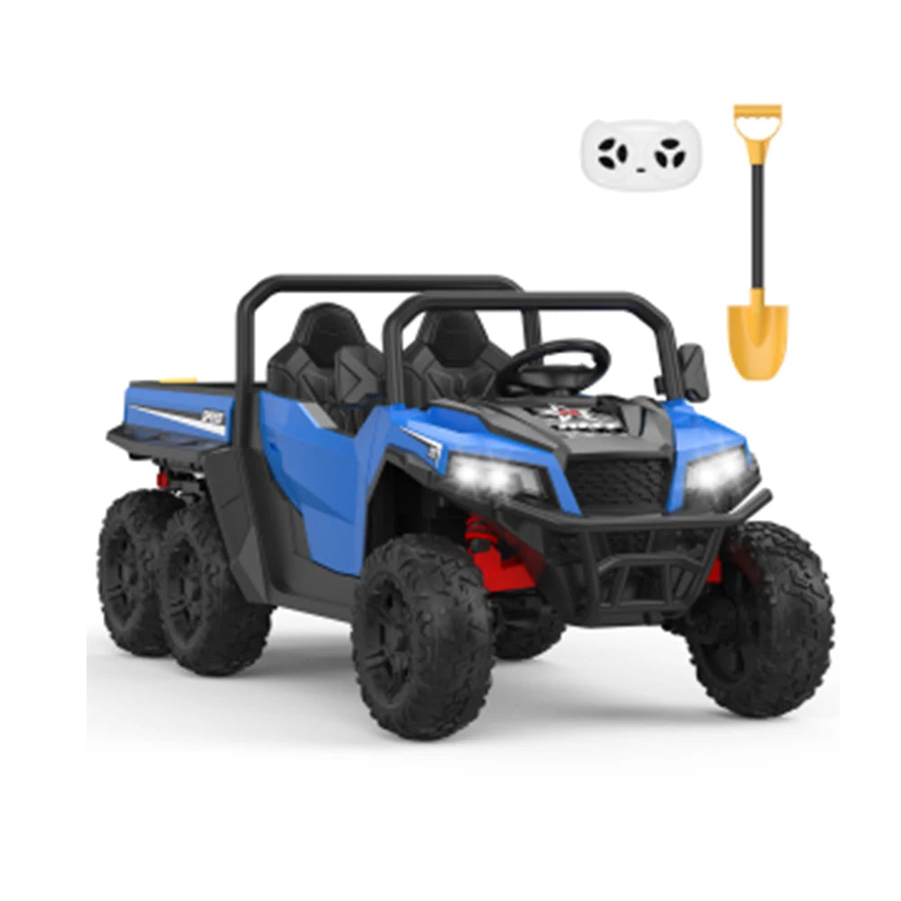 24V 4WD 6-Wheel Electric Ride On Dump Truck with Remote Control LED Lights 2 Seater Kids Dump Truck Toy for Big Kids Ages 3+