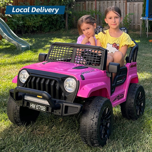 24V Two Seater Electric Car for Kids, Ride on Car with Remote Control, with 3 Speeds Adjustable, LED Headlight, Bluetooth, Music