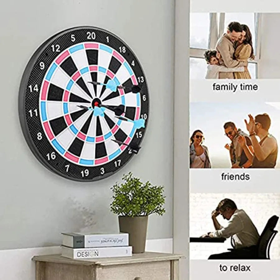 18Inch No Electronic Dart Board for Soft Tip Darts Set with Classic Style Includes 6 Pcs Plastic Darts with Extra Soft Tips Pin