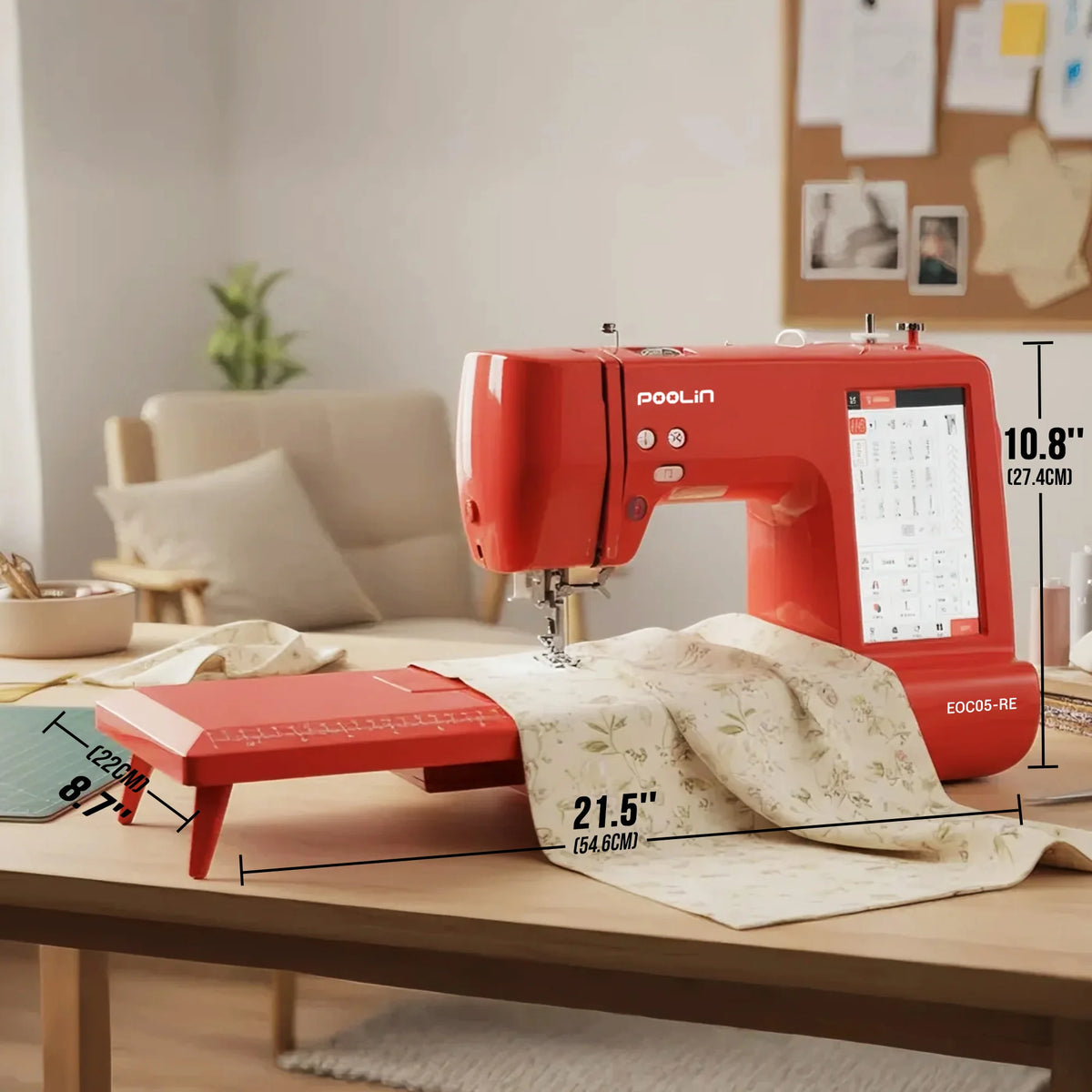 POOLIN EOC05RE 2in1 Embroidery Sewing Machine, Computerized Home Machine for Beginners with Starter Kit