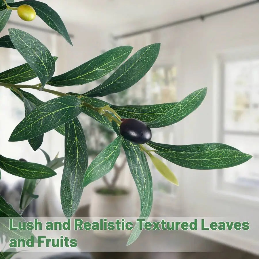 Upgraded Olive Tree Artificial Plants 6ft 7ft Faux Olive Trees With 3 Branches And Lifelike Fruits Outdoor Indoor Realistic Pott