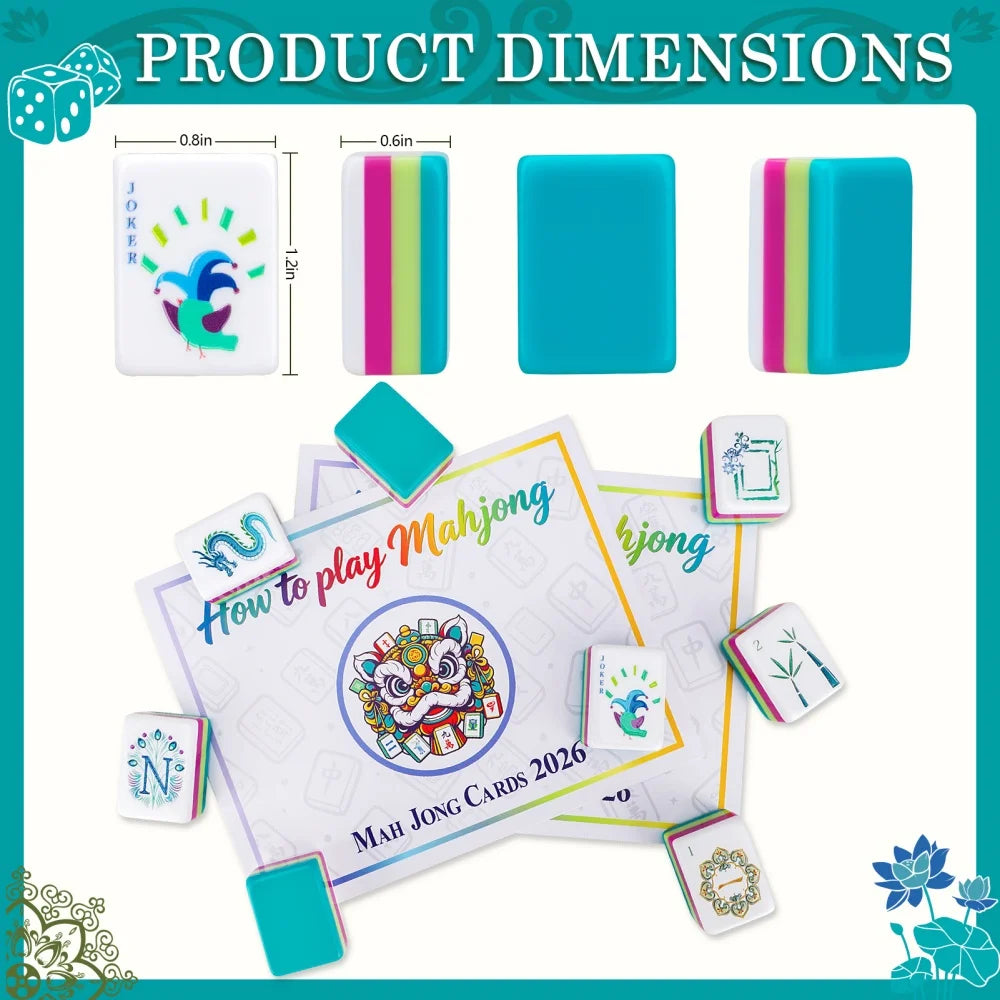 US Stock Lake Blue Luxury Engraved American Mahjong Set 4-Layer Acrylic Mahjong Tiles Travel Mah Jongg Sets for Home Board Games