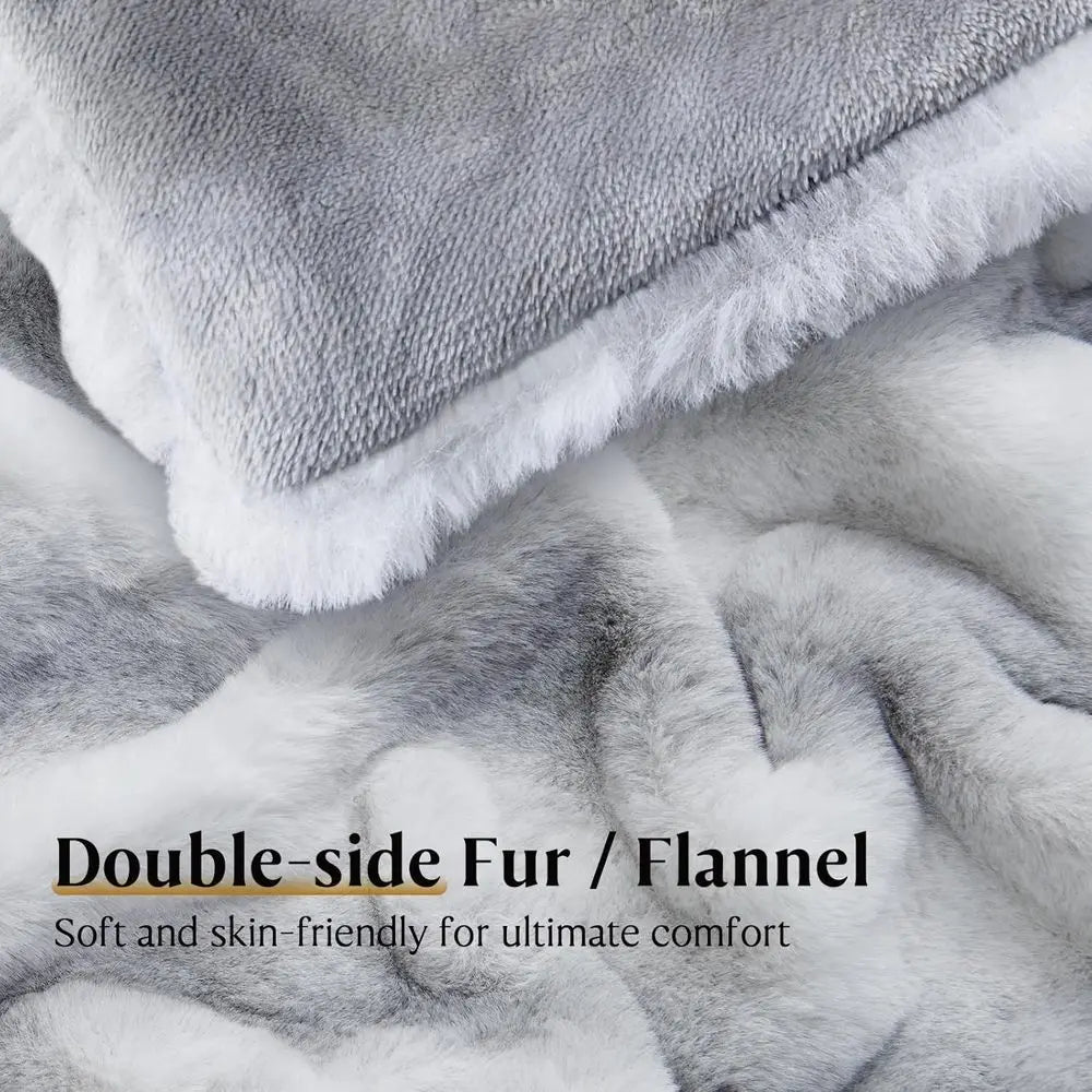 Luxury Faux Fur Blanket - Soft Warm Plush Blankets for Couch Sofa Bed, Fluffy Thick Throws for Bedroom, Office, Living Room, Dec