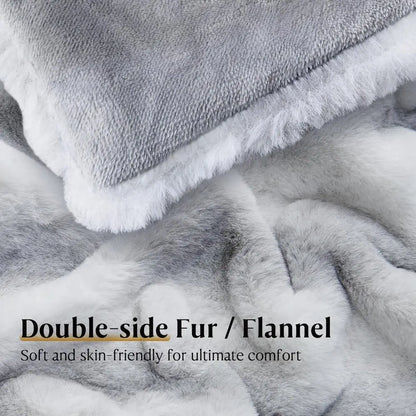 Luxury Faux Fur Blanket - Soft Warm Plush Blankets for Couch Sofa Bed, Fluffy Thick Throws for Bedroom, Office, Living Room, Dec