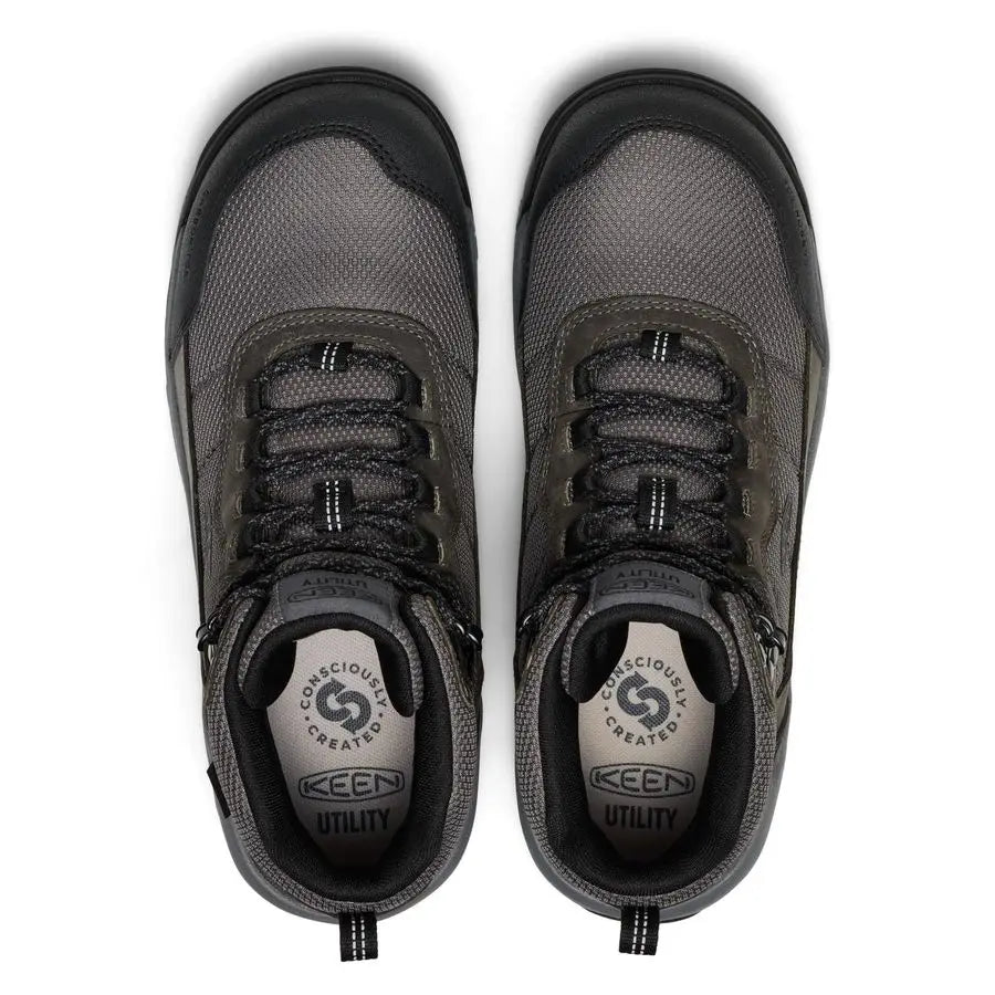 Utility Mens Skokie Hiker Style Mid Height Composite Toe 90 Degree Waterproof Work Boots, Magnet Black, 13 EE