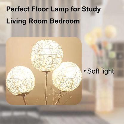 LUVODI Dimmable Floor Lamp with Shelves Modern Standing Lamp with Shade Creative Design LED Rattan Light Tree Lantern