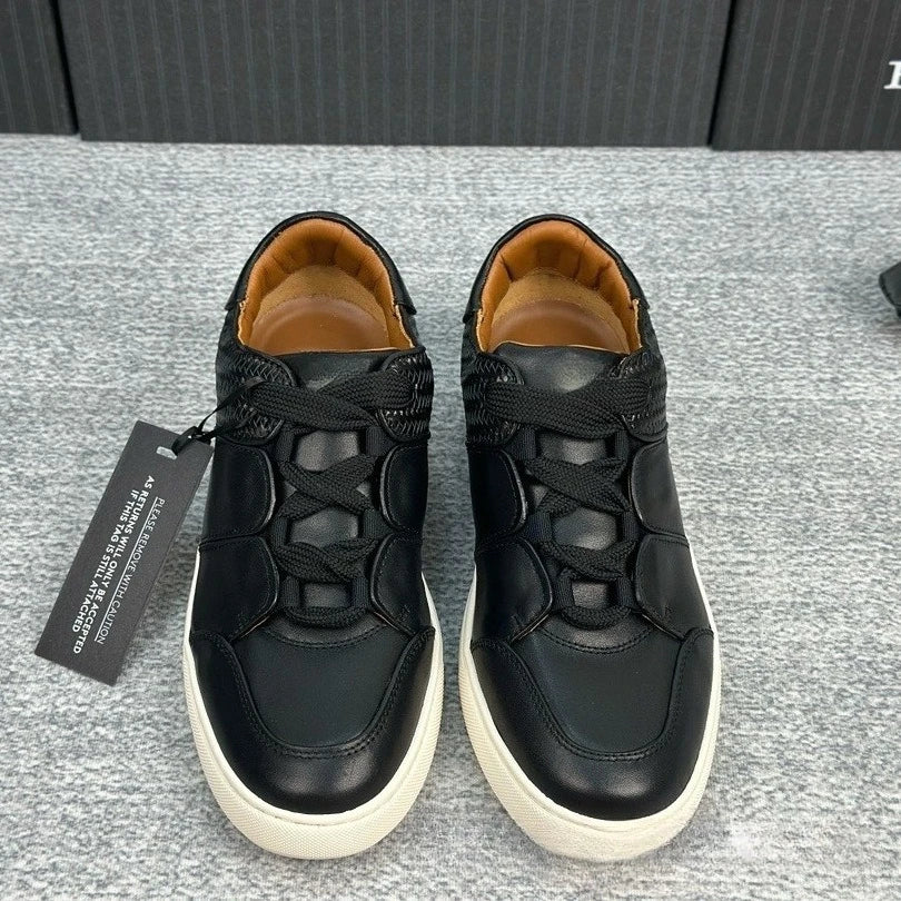 2025 New Z-style Full Grain Leather Men's Shoes Color Block Low Top Lace Up Comfort Casual Sports Board Sneakers