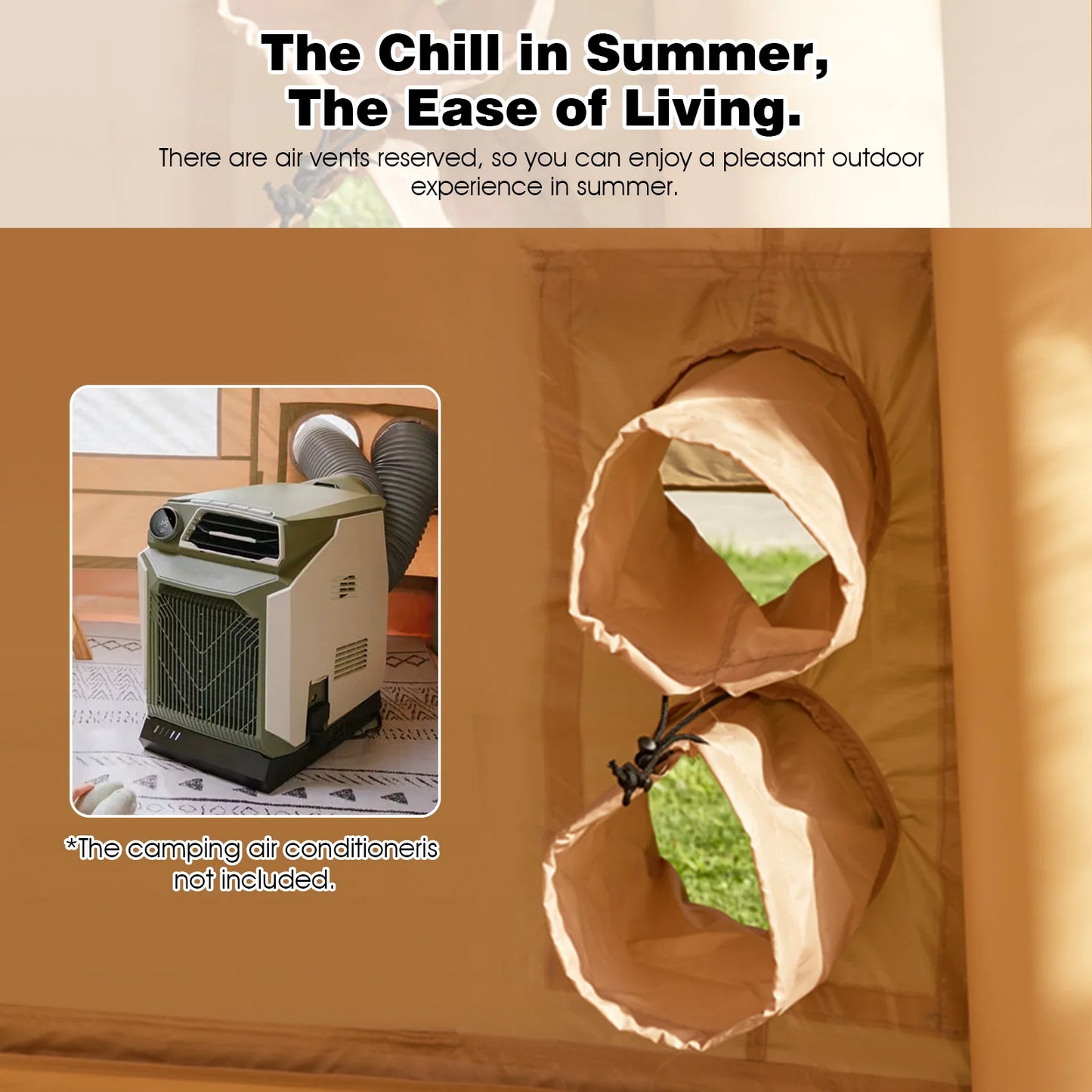 SENLEETO 13'x10' Inflatable Camping Tent with Waterproof  Floor Mat&Firproof Mat,4 Season Glamping Air Tent with Chimney Opening