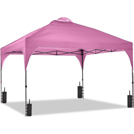 12x12 Pop-Up Outdoor Canopy Tent, Portable Sunshade, Ideal for Gardens/Outdoor Settings/Wedding Parties & Events, Pink Edition.