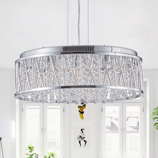 Modern Crystal Chandelier 18.9 Inches Aluminum+Iron Round Ceiling Light Flush Mount Ceiling Light Fixture