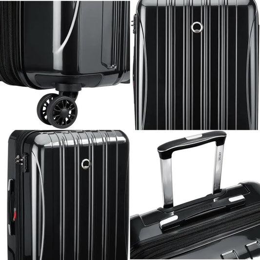 Expandable Hardside Spinner Luggage, Black, Medium 24 Inch